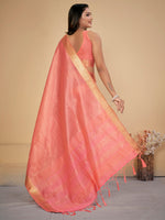 Thumbnail for NOZ2TOZ Women's Cotton Silk Peach Embellished Designer Saree With Blouse Piece - Distacart