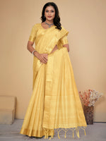 Thumbnail for NOZ2TOZ Women's Cotton Silk Yellow Embellished Designer Saree With Blouse Piece - Distacart