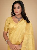 Thumbnail for NOZ2TOZ Women's Cotton Silk Yellow Embellished Designer Saree With Blouse Piece - Distacart