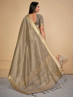 Thumbnail for NOZ2TOZ Women's Cotton Silk Grey Embellished Designer Saree With Blouse Piece - Distacart