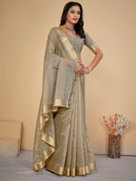 Thumbnail for NOZ2TOZ Women's Cotton Silk Grey Embellished Designer Saree With Blouse Piece - Distacart