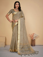 Thumbnail for NOZ2TOZ Women's Cotton Silk Grey Embellished Designer Saree With Blouse Piece - Distacart