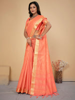 Thumbnail for NOZ2TOZ Women's Cotton Silk Peach Embellished Designer Saree With Blouse Piece - Distacart
