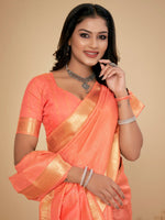 Thumbnail for NOZ2TOZ Women's Cotton Silk Peach Embellished Designer Saree With Blouse Piece - Distacart