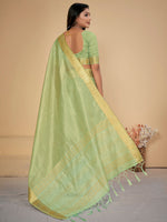 Thumbnail for NOZ2TOZ Women's Cotton Silk Light Green Embellished Designer Saree With Blouse Piece - Distacart