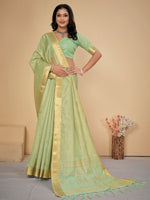 Thumbnail for NOZ2TOZ Women's Cotton Silk Light Green Embellished Designer Saree With Blouse Piece - Distacart