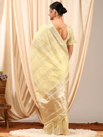Thumbnail for NOZ2TOZ Women's Linen Yellow Woven Design Designer Saree With Blouse Piece - Distacart