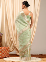 Thumbnail for NOZ2TOZ Women's Linen Light Green Woven Design Designer Saree With Blouse Piece - Distacart