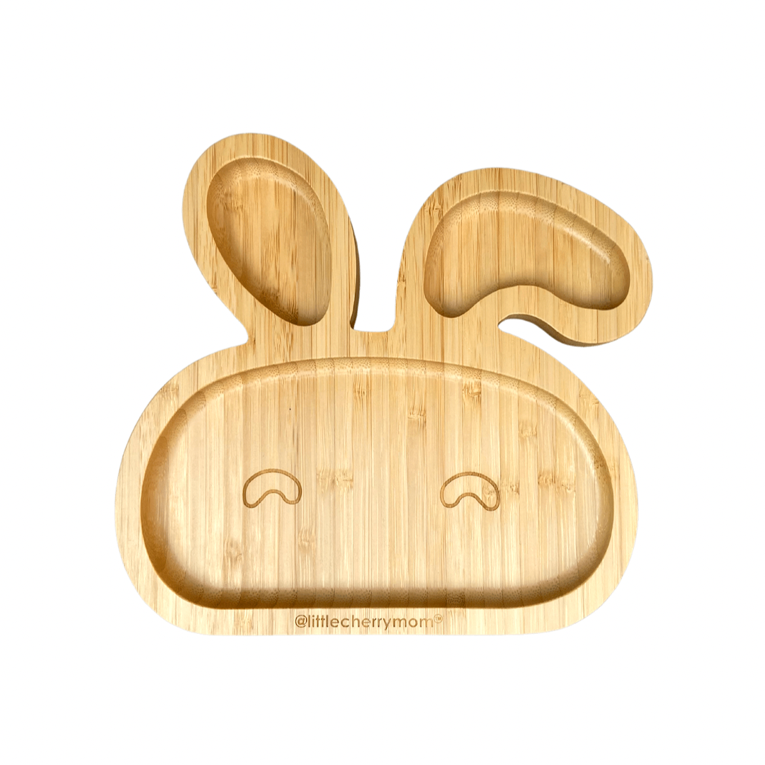 Littlecherrymom Bunny Bamboo Suction Plate (With Fork And Spoon) - Dista