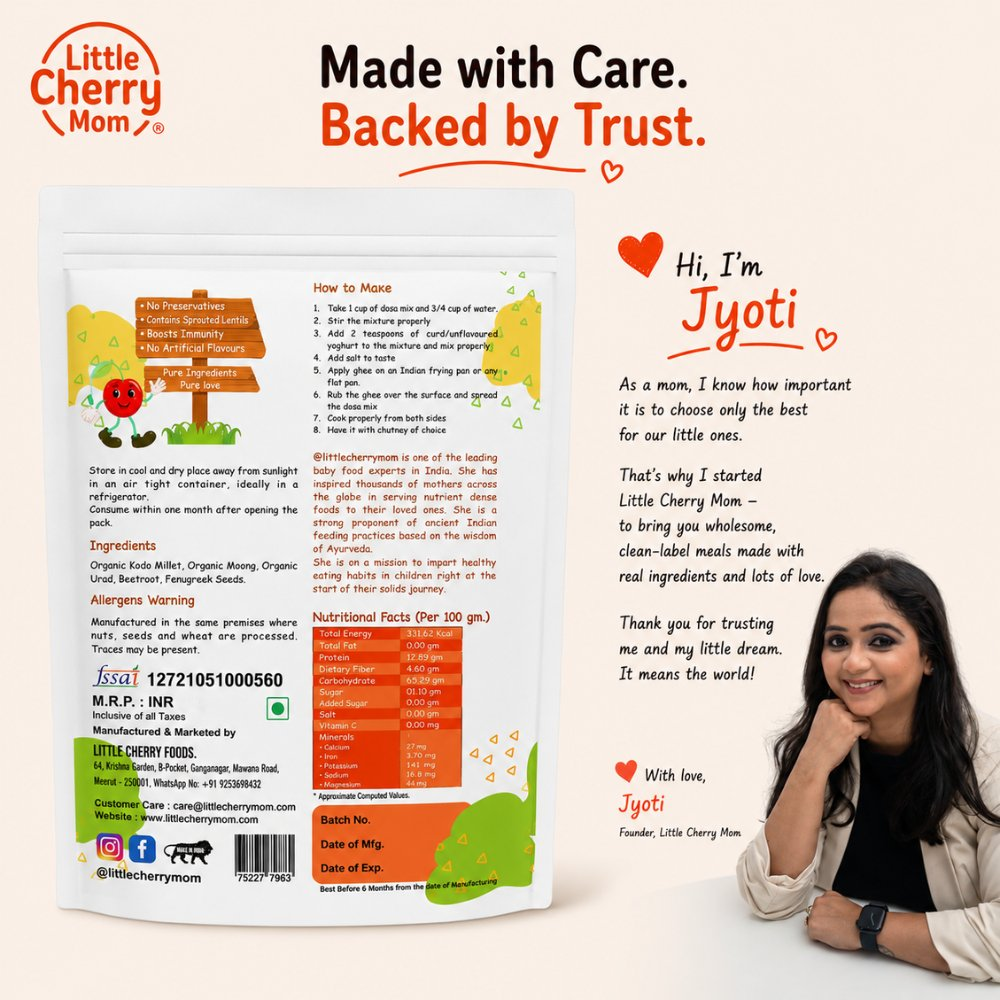 Littlecherrymom Beetroot Kodo Millet Instant Dosa - Dista