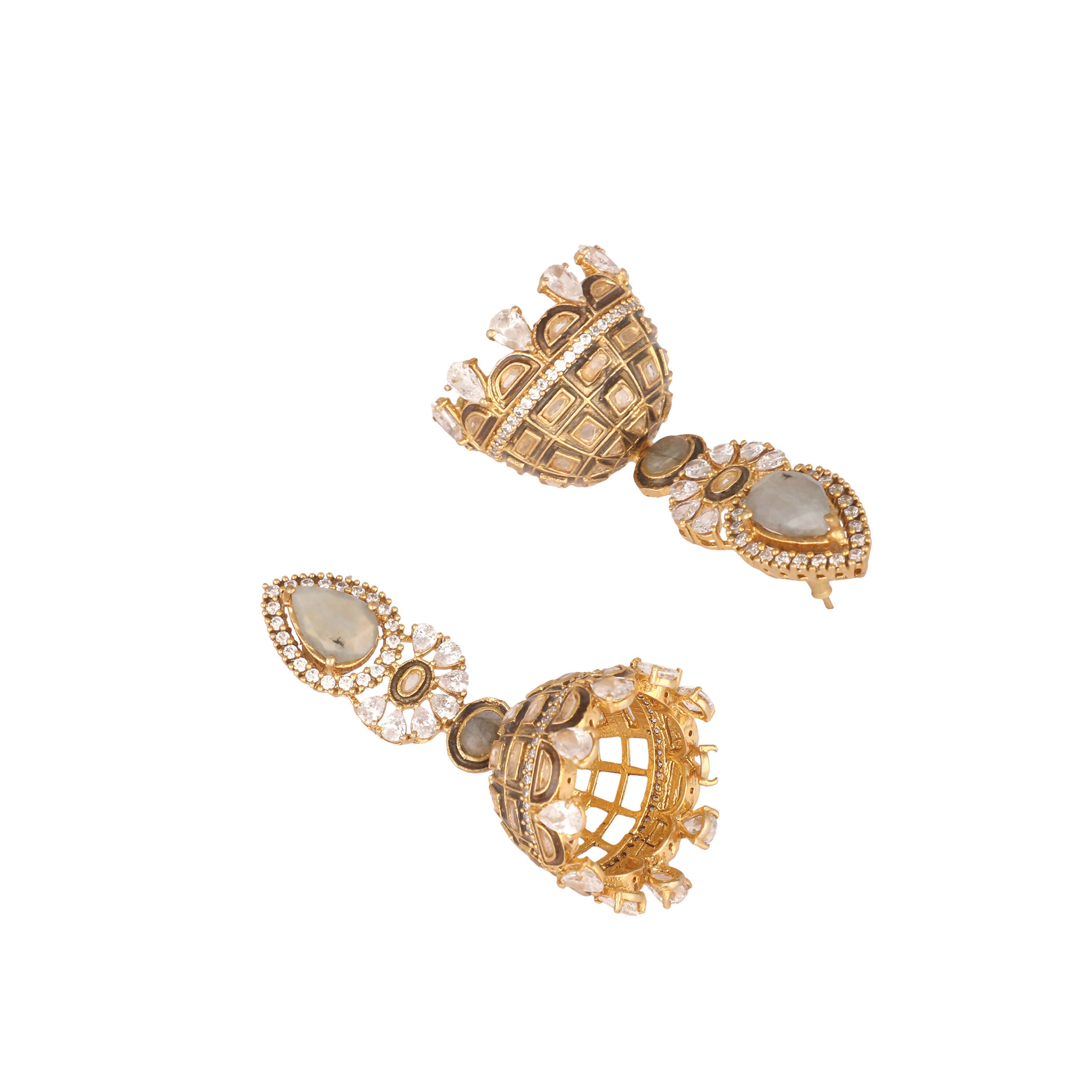 Nuyug 22K Gold Plated Aureate Swirl Jhumki Earrings