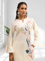 Thumbnail for Joban Fashion Cream Linen Embroidered Readymade Cord Set - Distacart