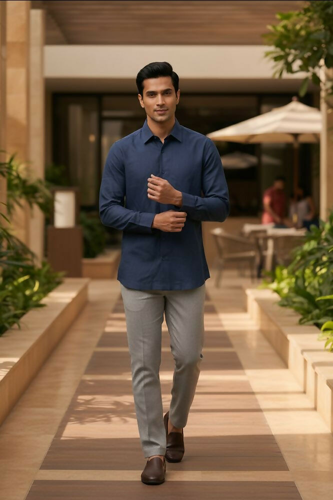 Horizon — Blue Cotton Shirt by Hilo Design - Dista