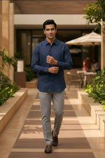 Thumbnail for Horizon — Blue Cotton Shirt by Hilo Design - Dista