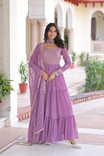 Thumbnail for Lehenga Mart Premium Readymade Gown With Dupatta Set For Women-Onion - Distacart