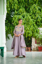 Thumbnail for Lehenga Mart Premium Readymade Gown With Dupatta Set For Women-Onion - Distacart