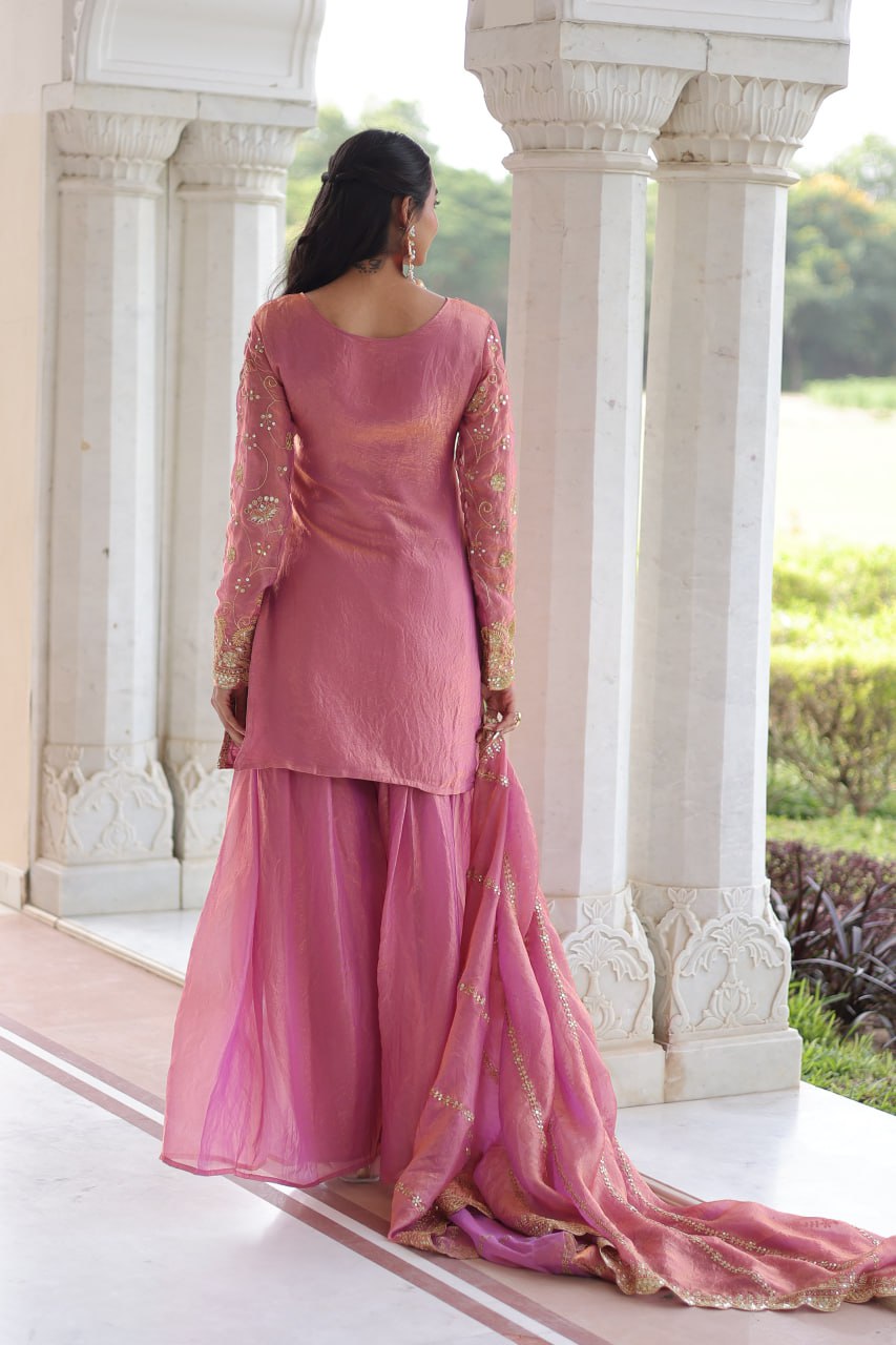 Lehenga Mart Premium Readymade Top Sharara With Dupatta Set For Women-Pink - Distacart