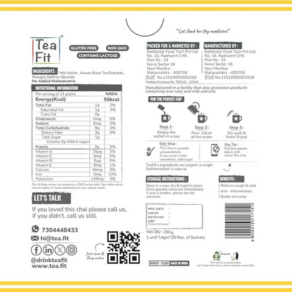 TeaFit Premium NO SUGAR Instant Saffron Tea Premix - Distacart