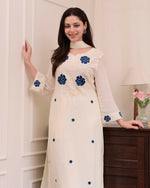 Thumbnail for Preksha Creation White Wedding Special Women Viscose with Embroidery Kurti With Dupatta And Pant
