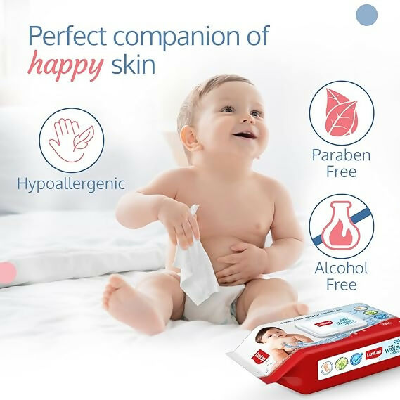 LuvLap Paraben Free 99% Pure Water Nourishing Baby Wipes, with Fliptop Lid - Distacart