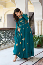 Thumbnail for Joban Fashion Green Kurta set with Pant Georgette Thread with Sequins work