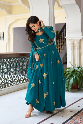 Joban Fashion Green Kurta set with Pant Georgette Thread with Sequins work