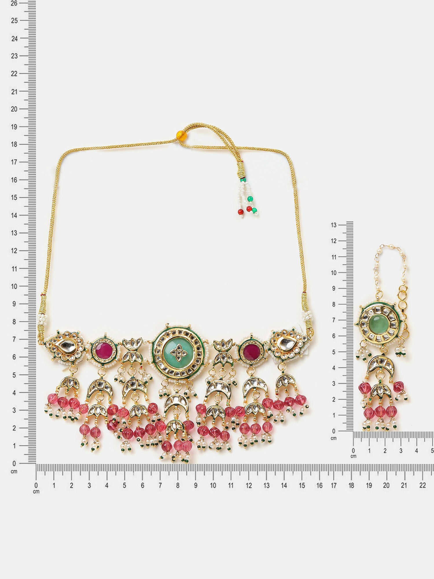 Ruby Raang Kundan Emerald Bloom Necklace With Matching Earrings - Distacart