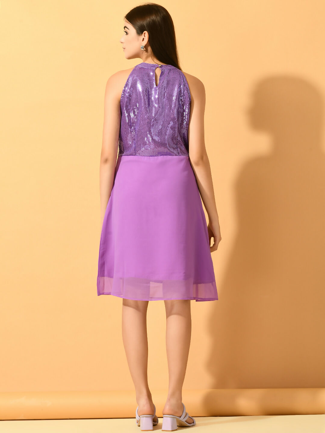 Myshka Women's Lavender Empire Party Dress - Distacart