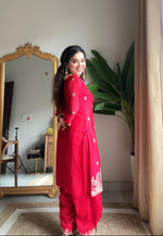 Thumbnail for Prazu Fashion Red Chinon Silk Sequin Embroidered Salwar Suit