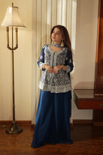 Thumbnail for Lehenga Mart Designer Palazzo Suit With Kurta Palazzo Dupatta For Women-Blue - Dista