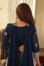 Thumbnail for Lehenga Mart Designer Palazzo Suit With Kurta Palazzo Dupatta For Women-Blue - Dista