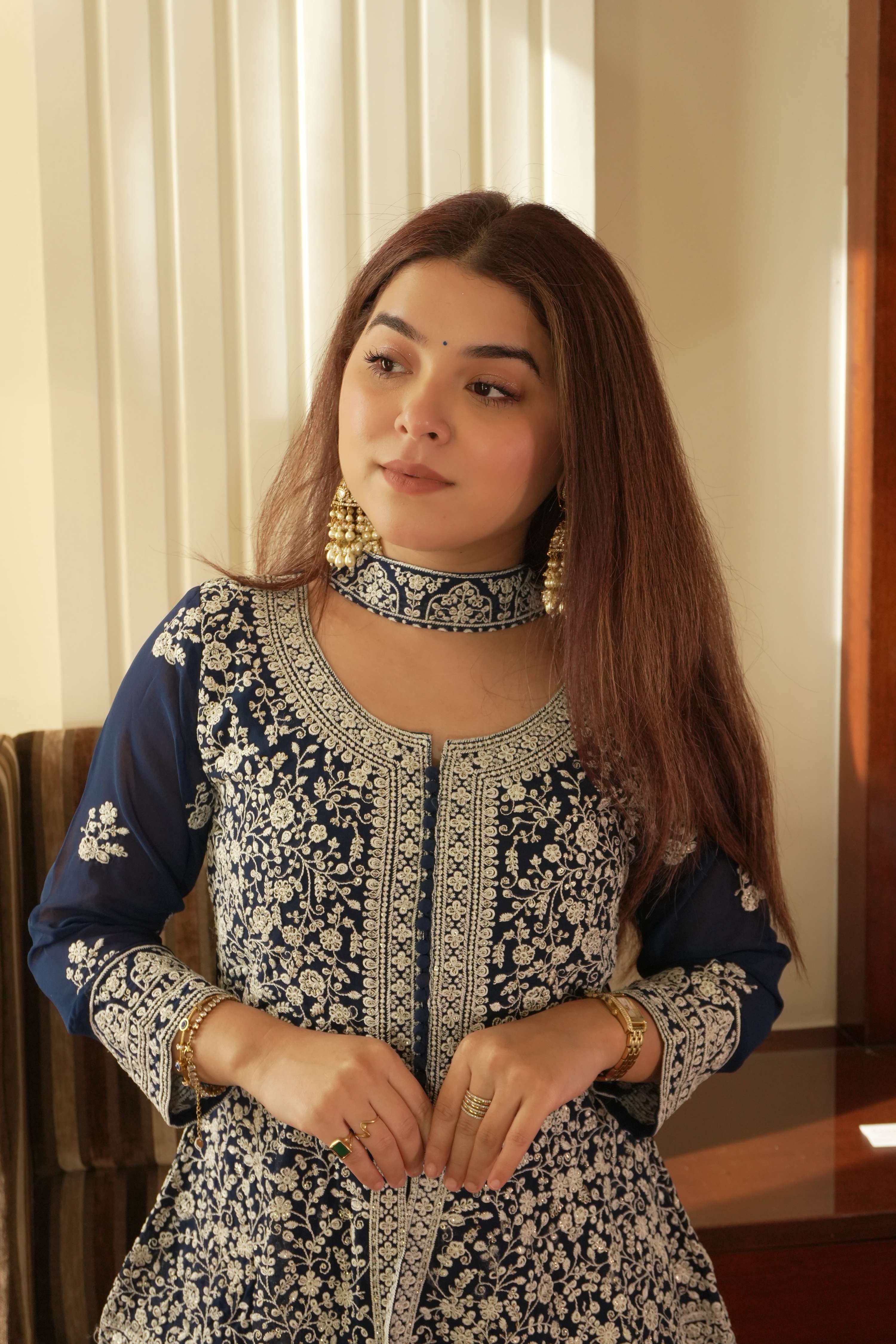 Lehenga Mart Designer Palazzo Suit With Kurta Palazzo Dupatta For Women-Blue - Dista