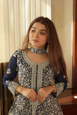 Thumbnail for Lehenga Mart Designer Palazzo Suit With Kurta Palazzo Dupatta For Women-Blue - Dista