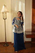 Thumbnail for Lehenga Mart Designer Palazzo Suit With Kurta Palazzo Dupatta For Women-Blue - Dista