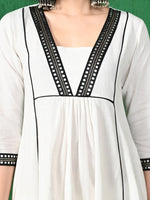 Thumbnail for Sangria Square Neck Mirror Work Pure Cotton A-Line Kurta With Trouser