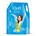 Thumbnail for Vivel Cooling Body Wash Mint & Cucumber Moisturizing Shower Gel Supersaver XL Refill Pouch - Distacart