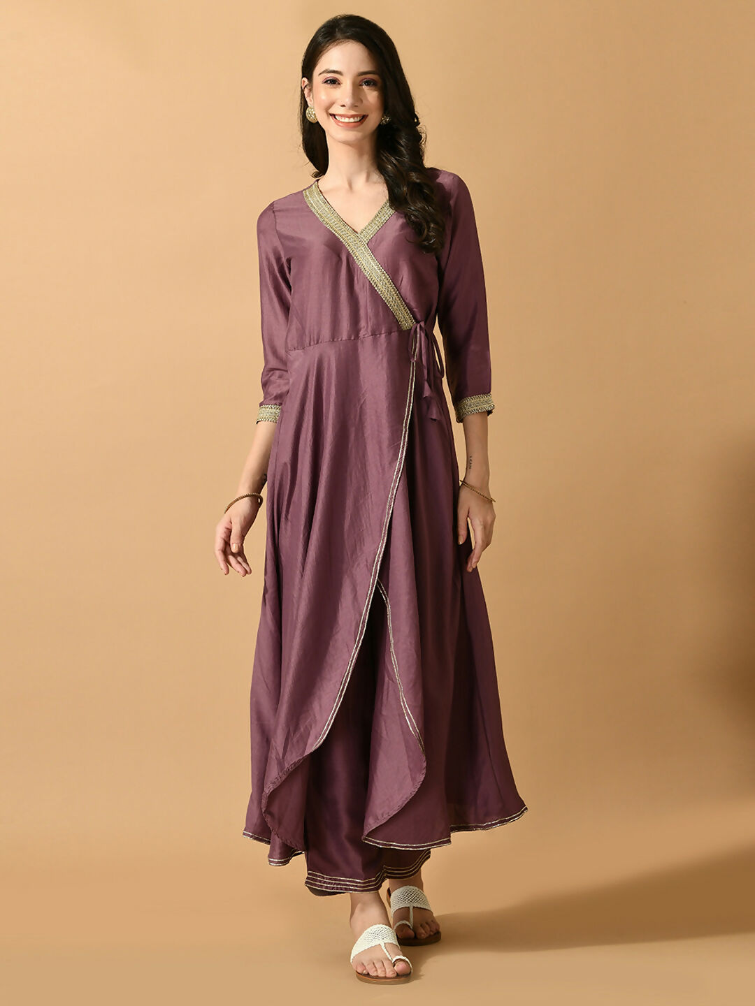Myshka Women's Mauve Solid Party Kurta Sets - Distacart