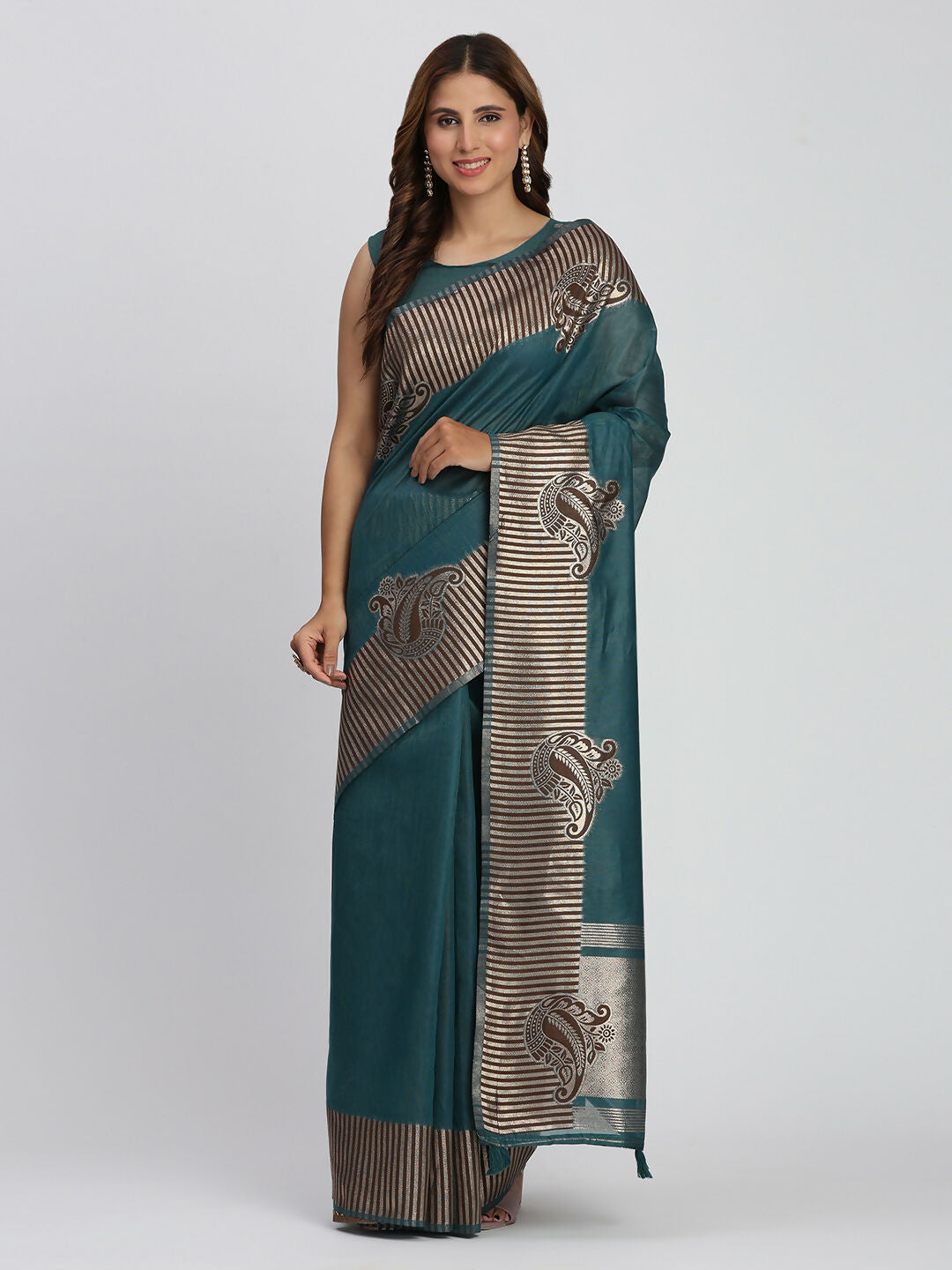 Astita Linen Cotton Sea Green Saree