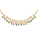 Thumbnail for Nuyug 22K Gold Plated Royal Kundan Necklace with Green Stones