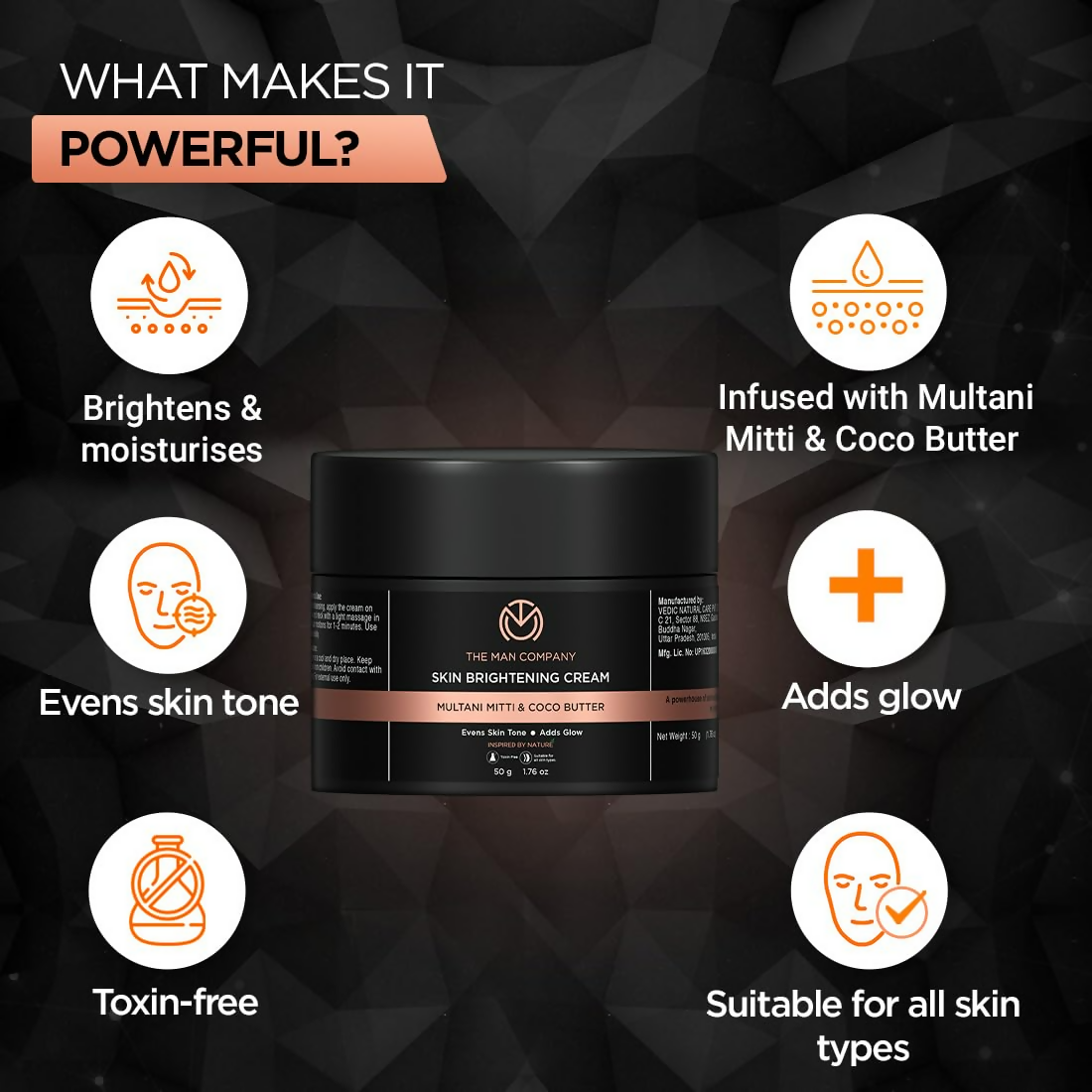 The Man Company Skin Brightening Cream Multani Mitti - Distacart