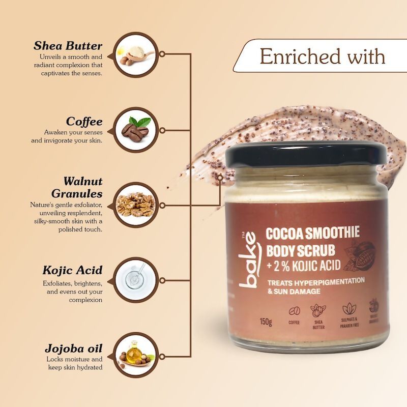 Bake 2% Kojic Acid Cocoa Smoothie Body Scrub - Distacart