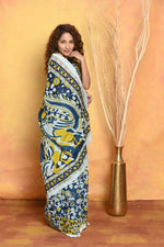 Thumbnail for Very Much Indian Handblock Printed Cotton Saree With Natural Dyes - Distacart