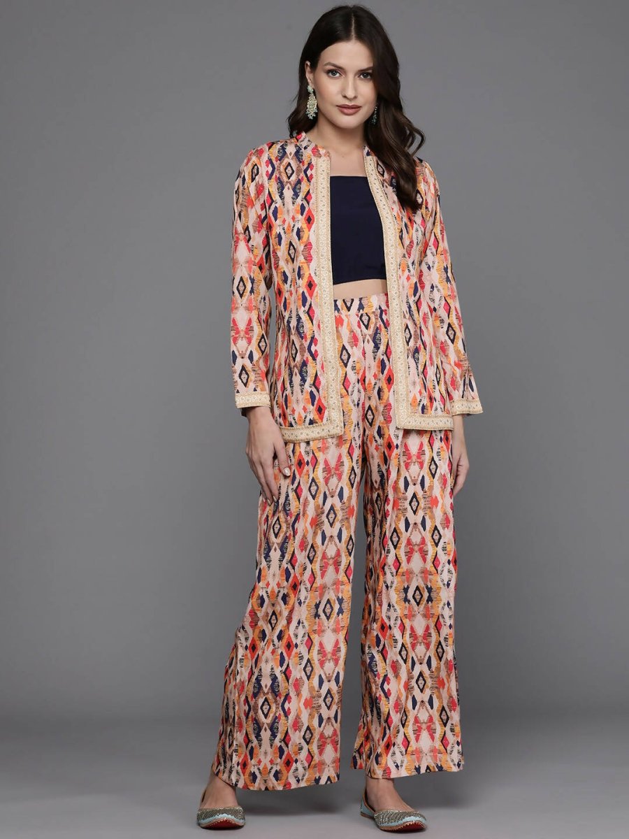 Ahalyaa Women Printed Ethnic Co-Ords - Blue Color - Distacart