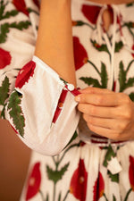 Thumbnail for Joban Fashion Red Rose Floral Hand Block Printed Cotton Kurta Pant Set - Distacart