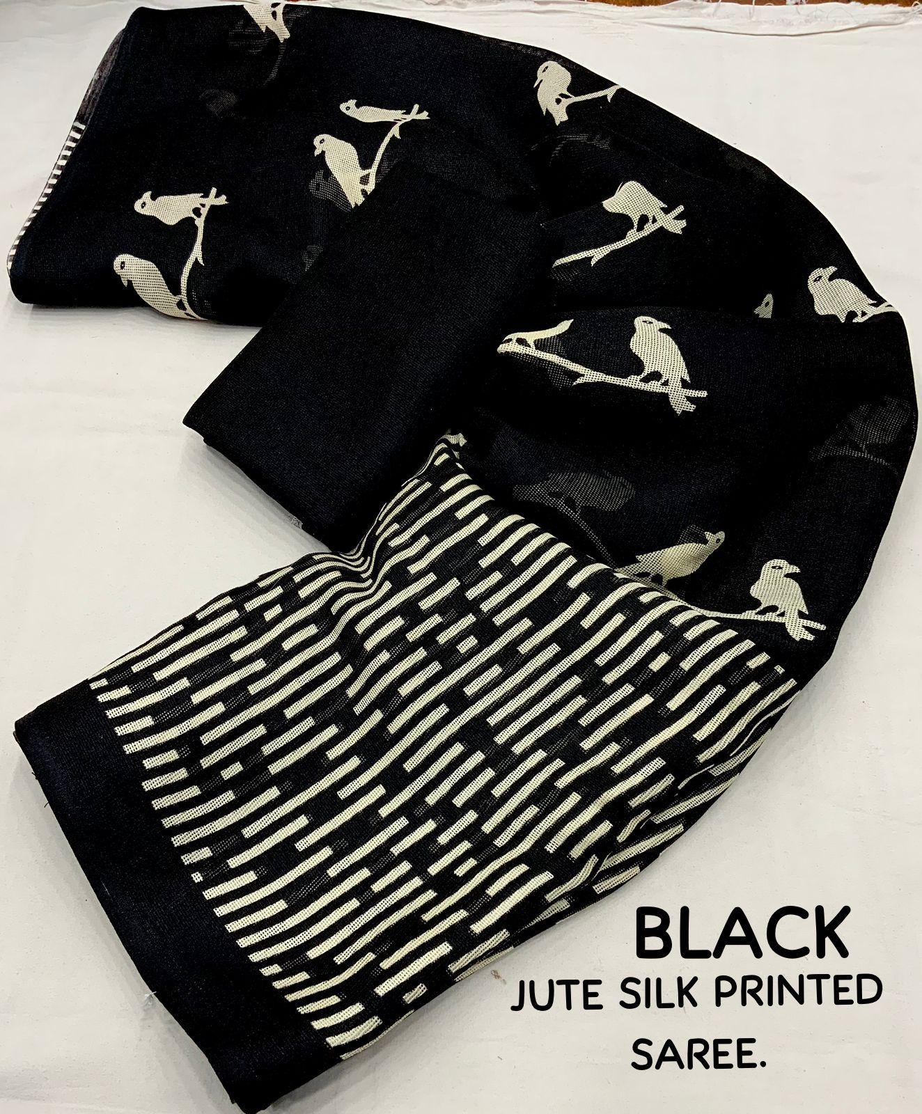 Black Silk Blend Ethnic Motifs Saree with Unstitched Blouse - Hiral Fashion - Distacart