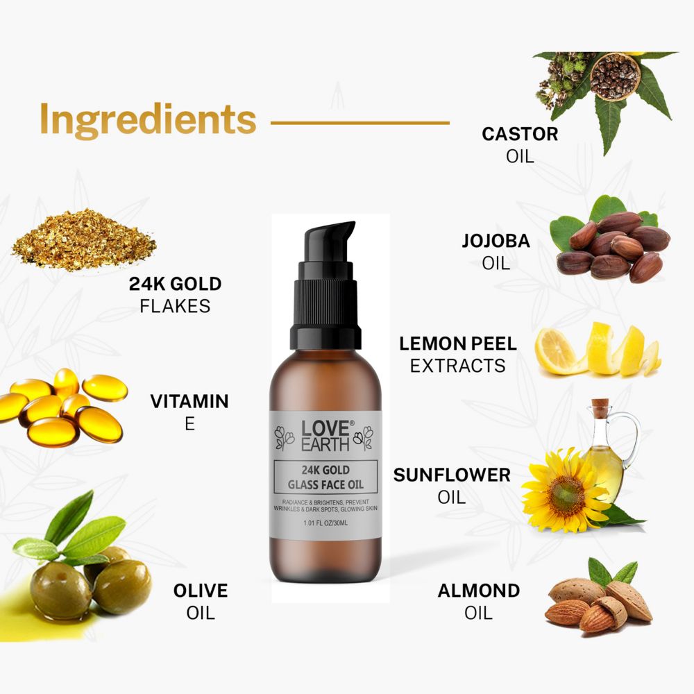 Love Earth 24K Gold Glass Face Oil - Distacart