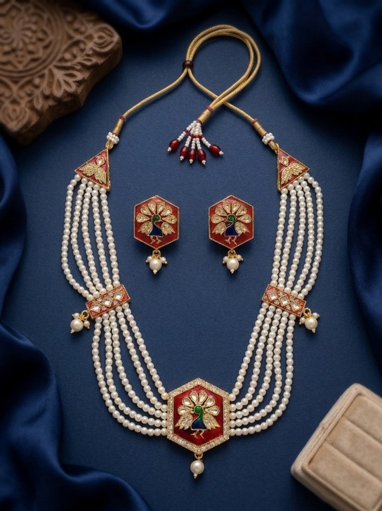 Jewel City Multicolor Meenakari Pearl Necklace Set|Kundan Ethnic Wedding Jewelry Set - Dista
