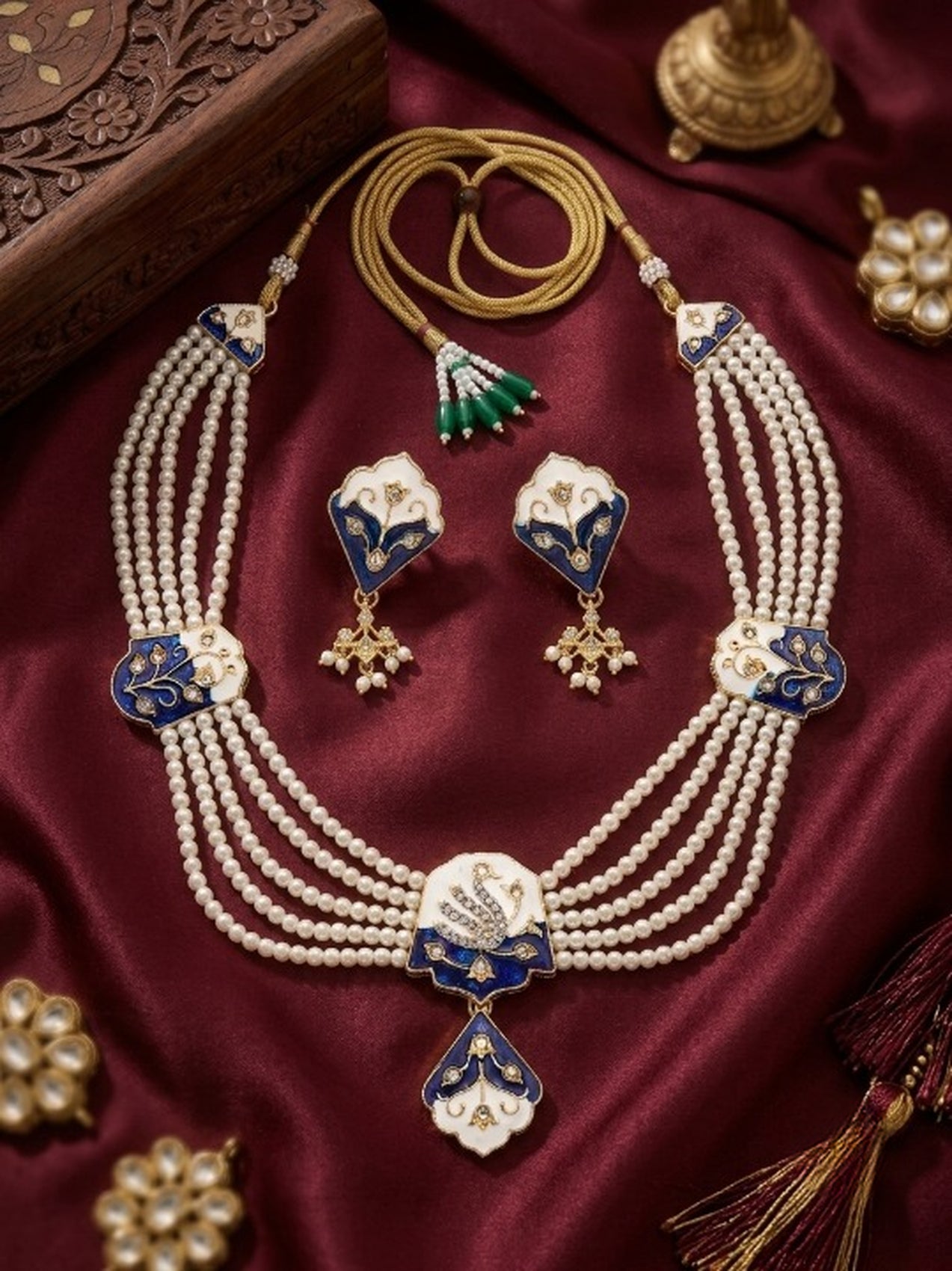 Jewel City Multicolor Meenakari Pearl Necklace Set | Indian Bridal Choker For Women - Dista