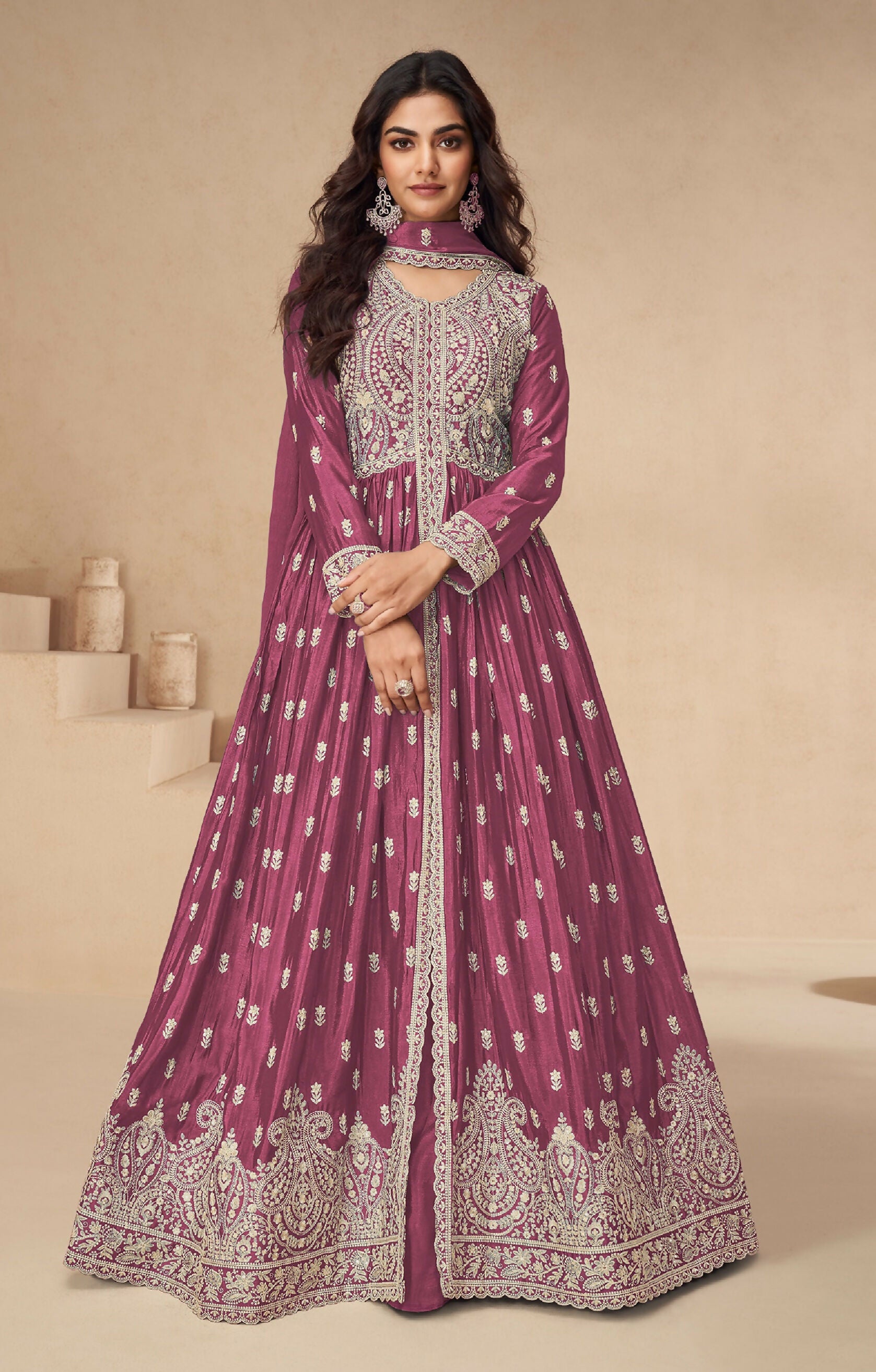Anaita Magenta Chinon With Sequence Embroidery Salwar Suit - Distacart