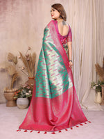 Thumbnail for Aastha Fashion Sea Green Tissue Silk Paithani Woven Saree - Distacart